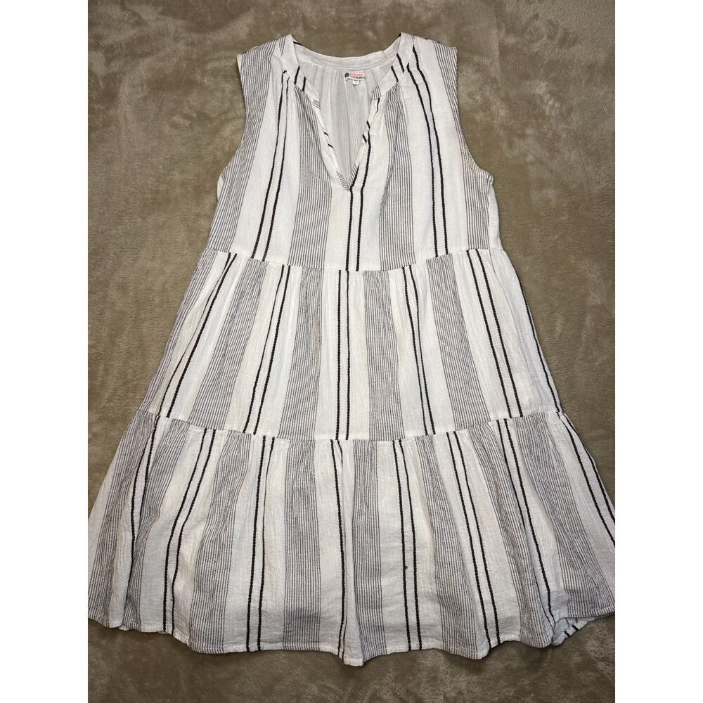Sundry For Evereve The Everyday Dress Striped Tiered Womens 1 Black White